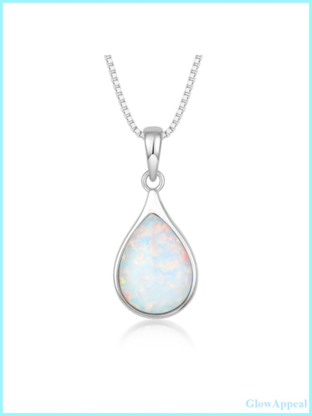 Teardrop Created Opal Necklace 925 Sterling Silver Pendant